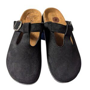 Forever Berk Womens Black Vegan Suede Casual Mules Size 8 New without Box